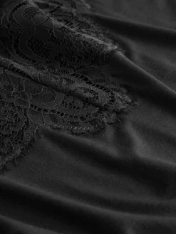 Modal Lace Trim Black Pyjamas Set*B by Ted Baker Outlet