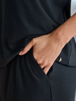 Modal Lace Trim Black Pyjamas Set*B by Ted Baker Outlet