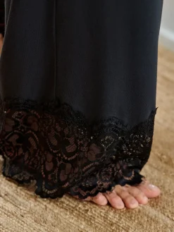 Modal Lace Trim Black Pyjamas Set*B by Ted Baker Outlet