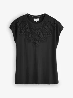 Modal Lace Trim Black Pyjamas Set*B by Ted Baker Outlet