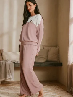 Pink Ottoman Rib Wide Leg Lounge Trousers*B by Ted Baker Outlet