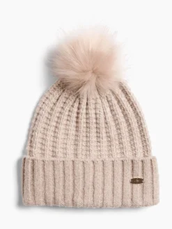 Beige - Shimmer Ribbed Pom Hat*Lipsy Best