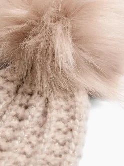 Beige - Shimmer Ribbed Pom Hat*Lipsy Best
