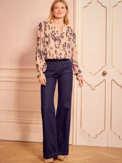 Beige Animal - blouse met lange mouwen en inkeping*Love & Roses Best