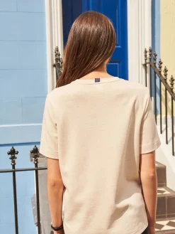 Beigebruin-crème - Dik T-shirt met ronde hals en korte mouwen*Next