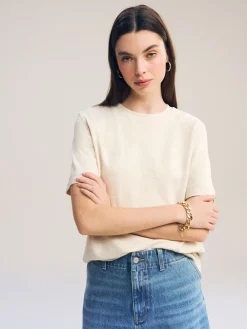 Beigebruin-crème - Dik T-shirt met ronde hals en korte mouwen*Next