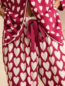 Berry Red and Ivory Heart Print - Button Down Pyjamas Set*Love & Roses New