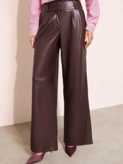 - Faux Leather Pleated Wide Leg Trousers*Friends Like These Clearance