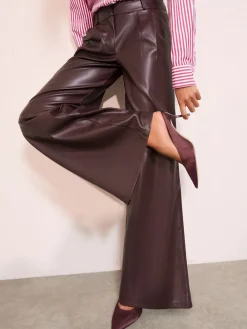- Faux Leather Pleated Wide Leg Trousers*Friends Like These Clearance