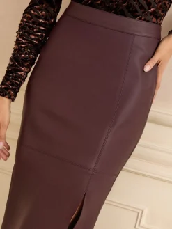 - midirok van imitatieleer met split*Love & Roses Best