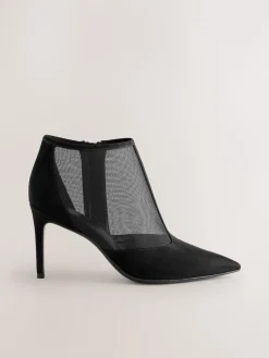 Black Mesh Detail - Pointed Toe T-Bar Ankle Boots*Next Online