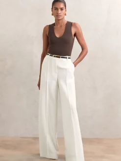 - Chaya smalle leren riem met langwerpige gesp*Reiss Sale