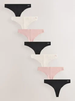 Black/Cream/Pink - Cotton Blend No VPL Knickers 7 Pack*Next Discount
