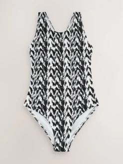 Black/Monochrome Ikat - High Neck Swimsuit 2 Pack*Next Hot