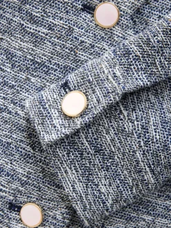 Blauw - Boucle Scallop Collarless Jacket*Next Outlet