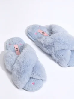 - Bow Embroidered Cross Band Slider Slippers*Boux Avenue Discount