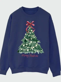 - Christmas Tree Watercolour Sweatshirt*Brands In Discount