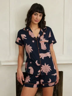 Blauw - Wild Duo Print Nightshirt*Chelsea Peers Sale
