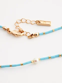 Blauw - Enkelbandje met kralen*Next New