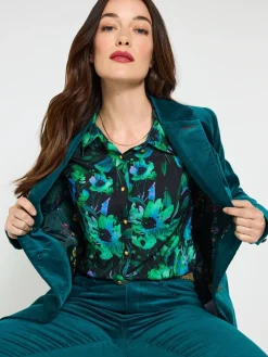 - Stitch Detail Velvet Jacket*Joe Browns