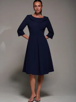 - Buttoned Fold Collar Midi Dress*Jolie Moi Best