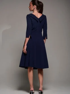 - Buttoned Fold Collar Midi Dress*Jolie Moi Best