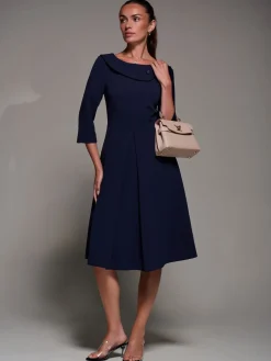 - Buttoned Fold Collar Midi Dress*Jolie Moi Best