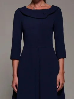 - Buttoned Fold Collar Midi Dress*Jolie Moi Best