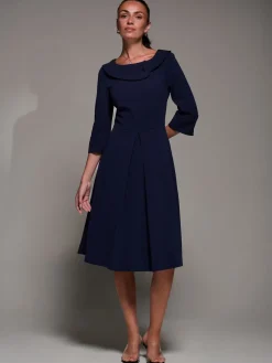 - Buttoned Fold Collar Midi Dress*Jolie Moi Best