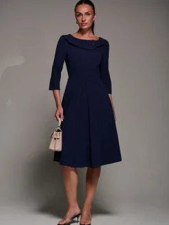 - Buttoned Fold Collar Midi Dress*Jolie Moi Best