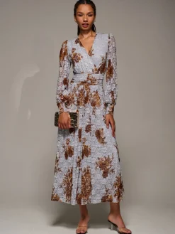 - Long Sleeve Printed Lace Midaxi Dress*Jolie Moi Hot