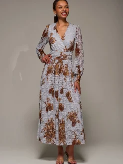 - Long Sleeve Printed Lace Midaxi Dress*Jolie Moi Hot