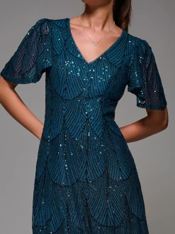 - Sequin Angel Sleeve Fit & Flare Midaxi Dress*Jolie Moi