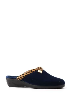 - Michelle Animal Print Trim Wedged Mule Slippers*Lunar Sale