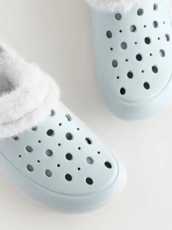 Blauw - Met imitatiebont gevoerde damespantoffels*Next Clearance