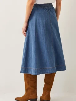 - Harper Seamed Denim 100% Cotton Midi Skirt*Monsoon Online