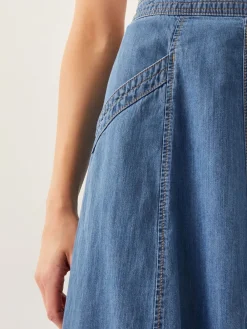 - Harper Seamed Denim 100% Cotton Midi Skirt*Monsoon Online