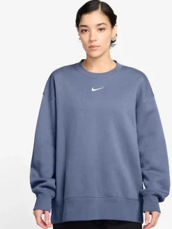 Blauw - - Oversized fleece sweatshirt met ronde hals*Nike Discount