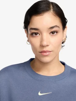 Blauw - - Oversized fleece sweatshirt met ronde hals*Nike Discount