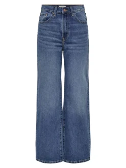 - - Jeans met hoge taille, wijde pijpen en rozenprint*ONLY Discount