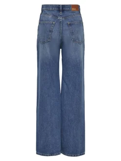 - - Jeans met hoge taille, wijde pijpen en rozenprint*ONLY Discount