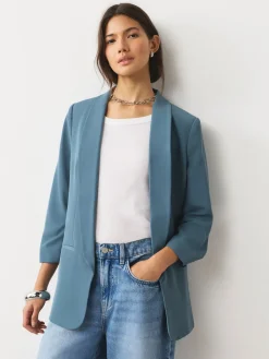 Blauw - Ruimvallend blazer met gerimpelde mouwen*Next