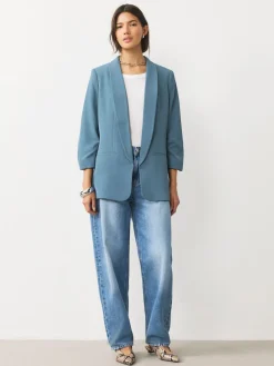 Blauw - Ruimvallend blazer met gerimpelde mouwen*Next