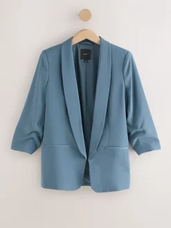 Blauw - Ruimvallend blazer met gerimpelde mouwen*Next