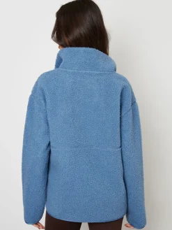 Blauw - borgfleece met korte rits*Threadbare Discount