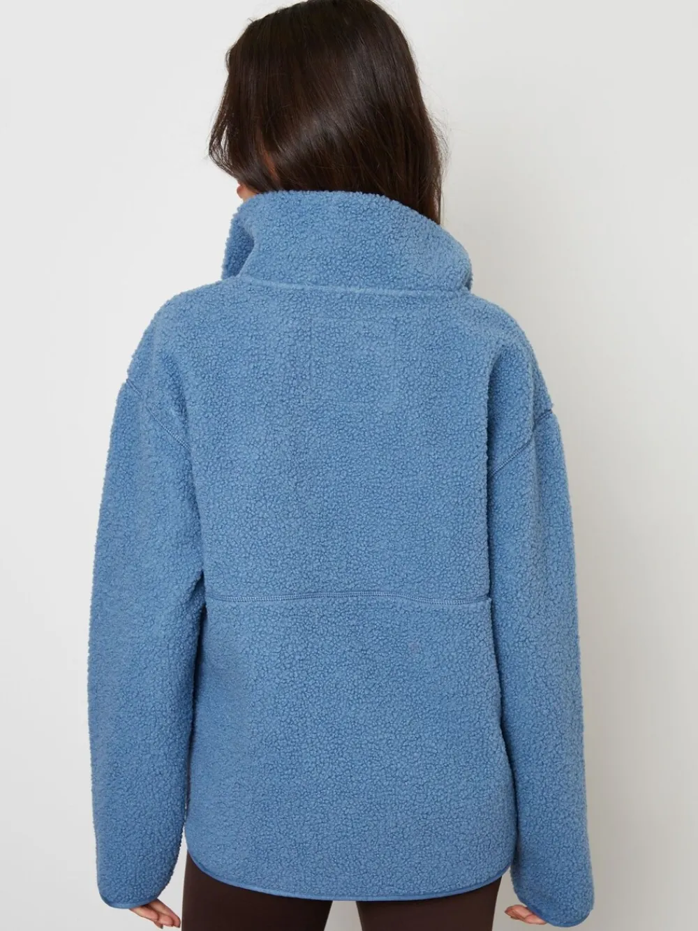 Blauw - borgfleece met korte rits*Threadbare Discount