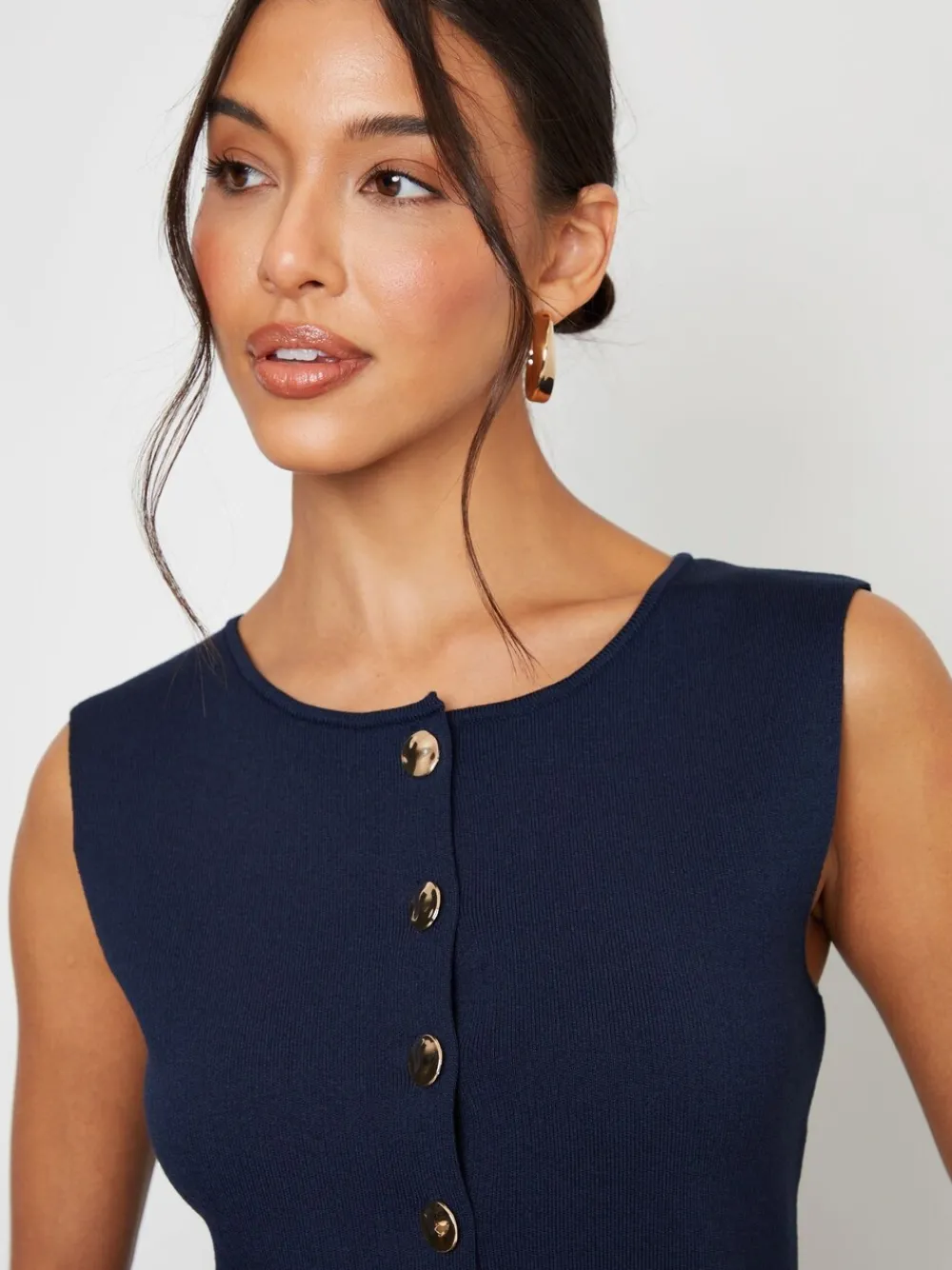 Blauw - Ribbed Knitted Waistcoat*Threadbare