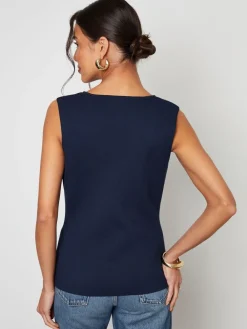 Blauw - Ribbed Knitted Waistcoat*Threadbare