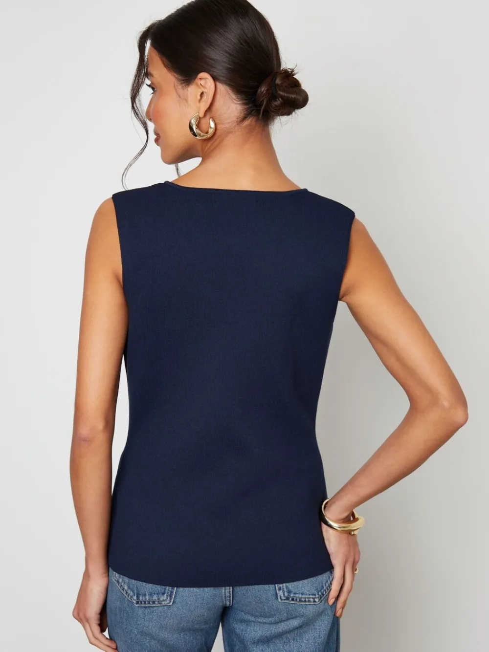 Blauw - Ribbed Knitted Waistcoat*Threadbare