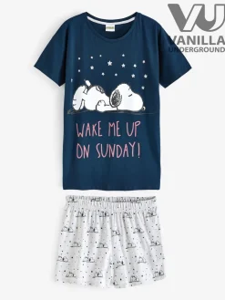Blauw - Snoopy Korte Broek Pyjama's Set*Vanilla Underground